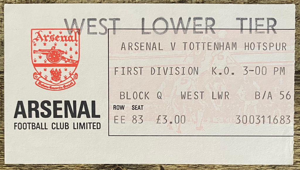 1981/82 ORIGINAL DIVISION ONE TICKET ARSENAL V TOTTENHAM HOTSPUR