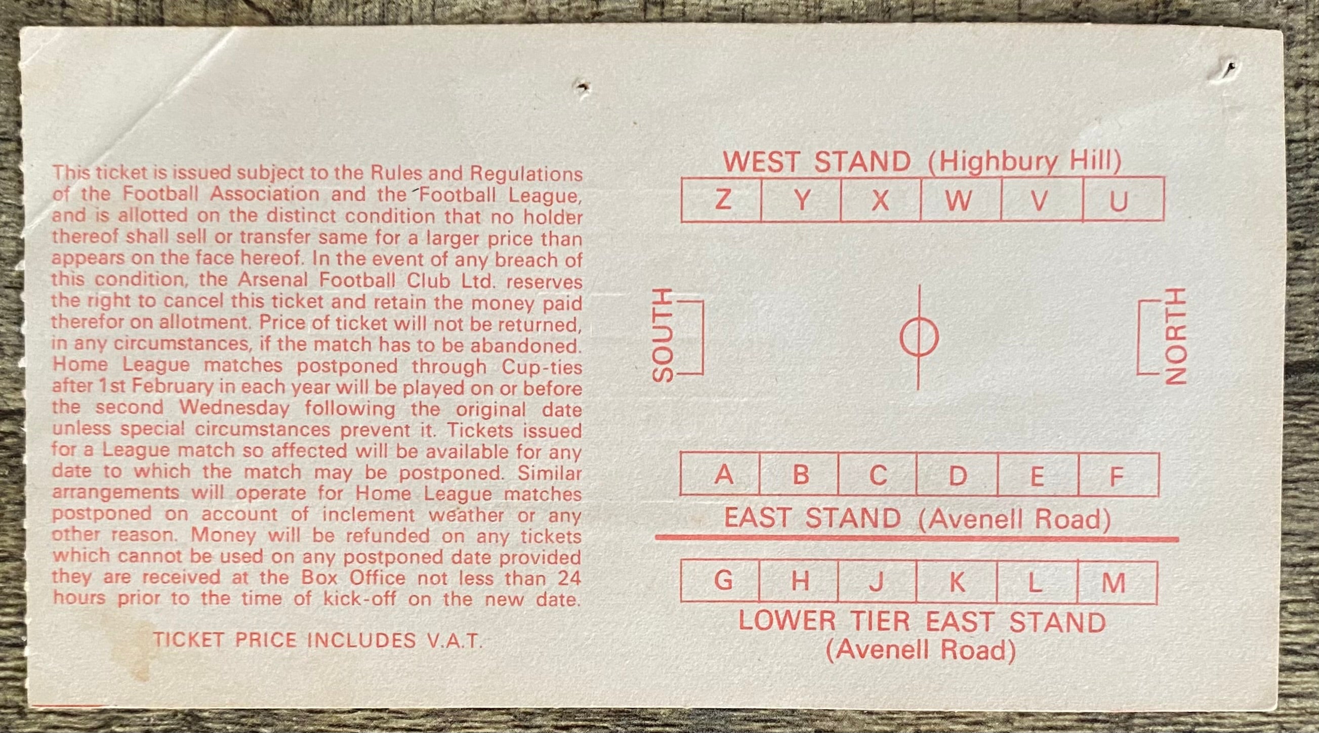 1979/80 ORIGINAL EUROPEAN CUP WINNERS CUP 3RD ROUND 1ST LEG TICKET ARSENAL V IFK GOTHENBURG