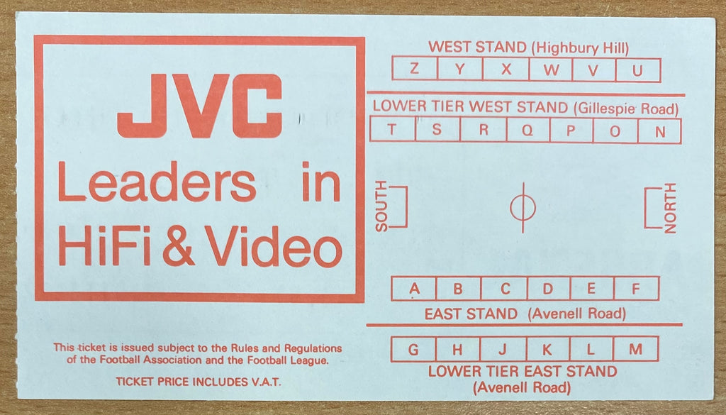 1982/83 ORIGINAL LEAGUE CUP SEMI FINAL 1ST LEG TICKET ARSENAL V MANCHESTER UNITED