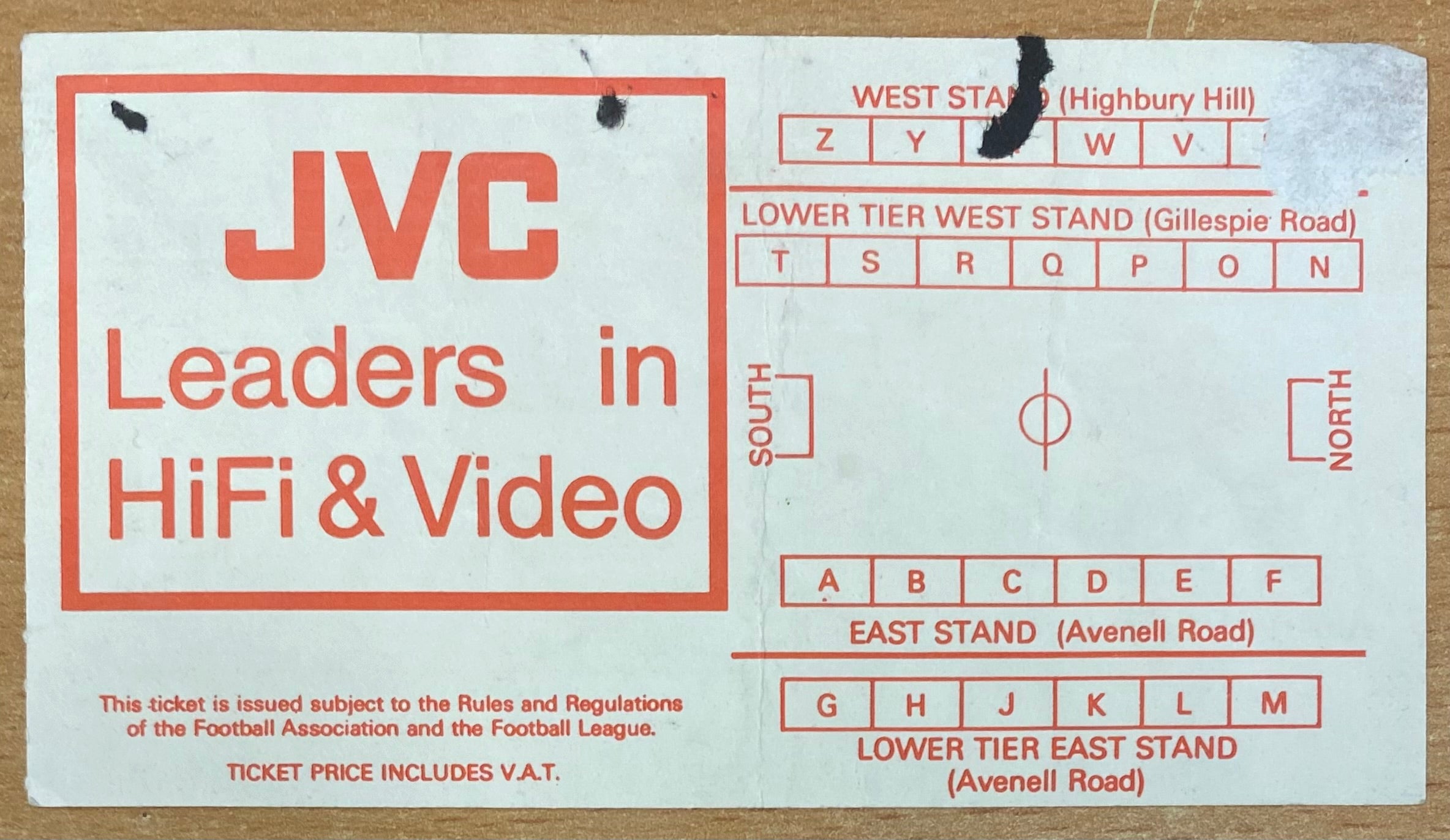 1982/83 ORIGINAL FA CUP 4TH ROUND TICKET ARSENAL V LEEDS UNITED