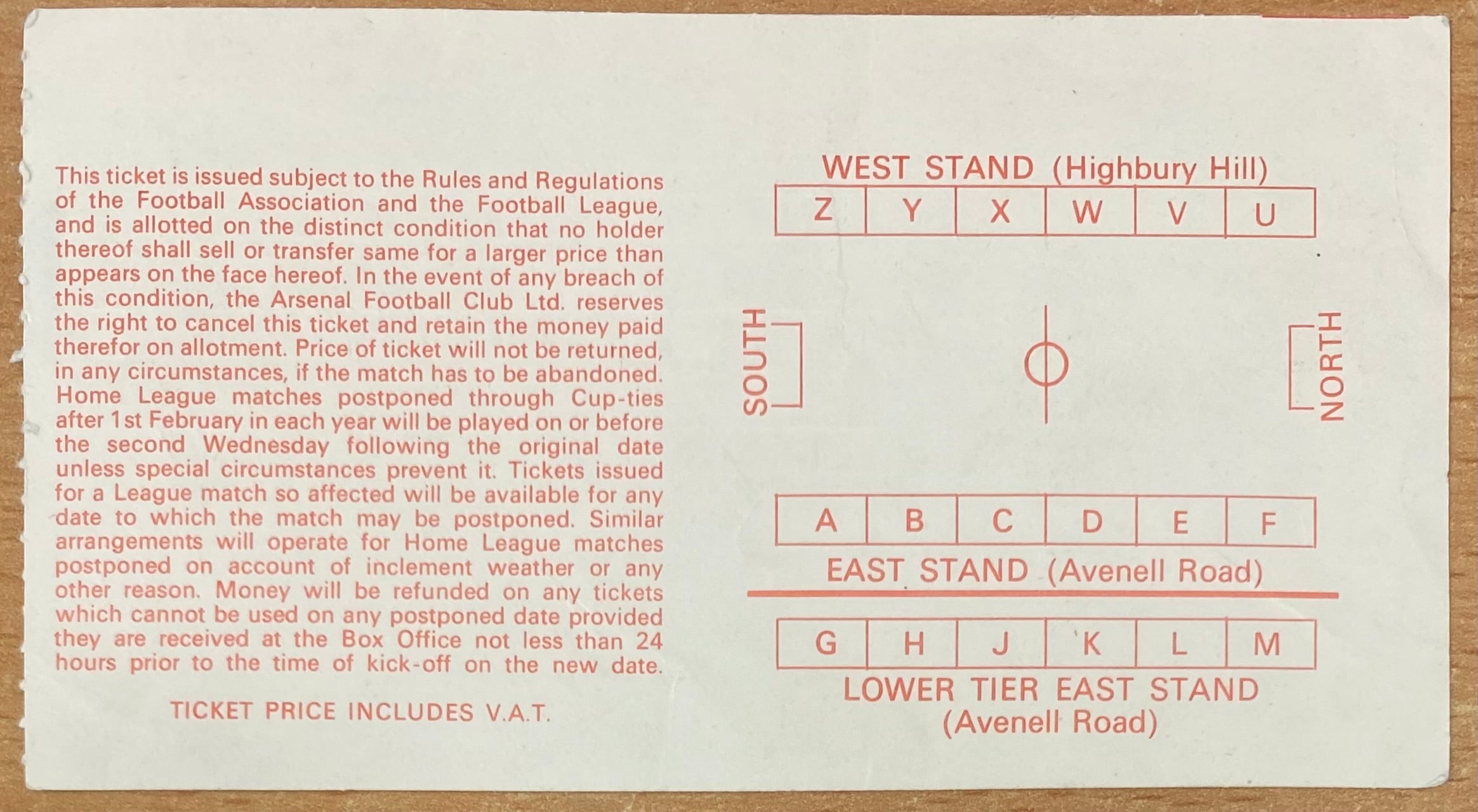 1979/80 ORIGINAL EUROPEAN CUP WINNERS CUP 3RD ROUND 1ST LEG TICKET ARSENAL V IFK GOTHENBURG