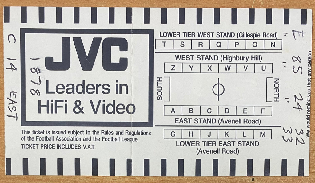 1986/87 ORIGINAL FA CUP 5TH ROUND TICKET ARSENAL V BARNSLEY