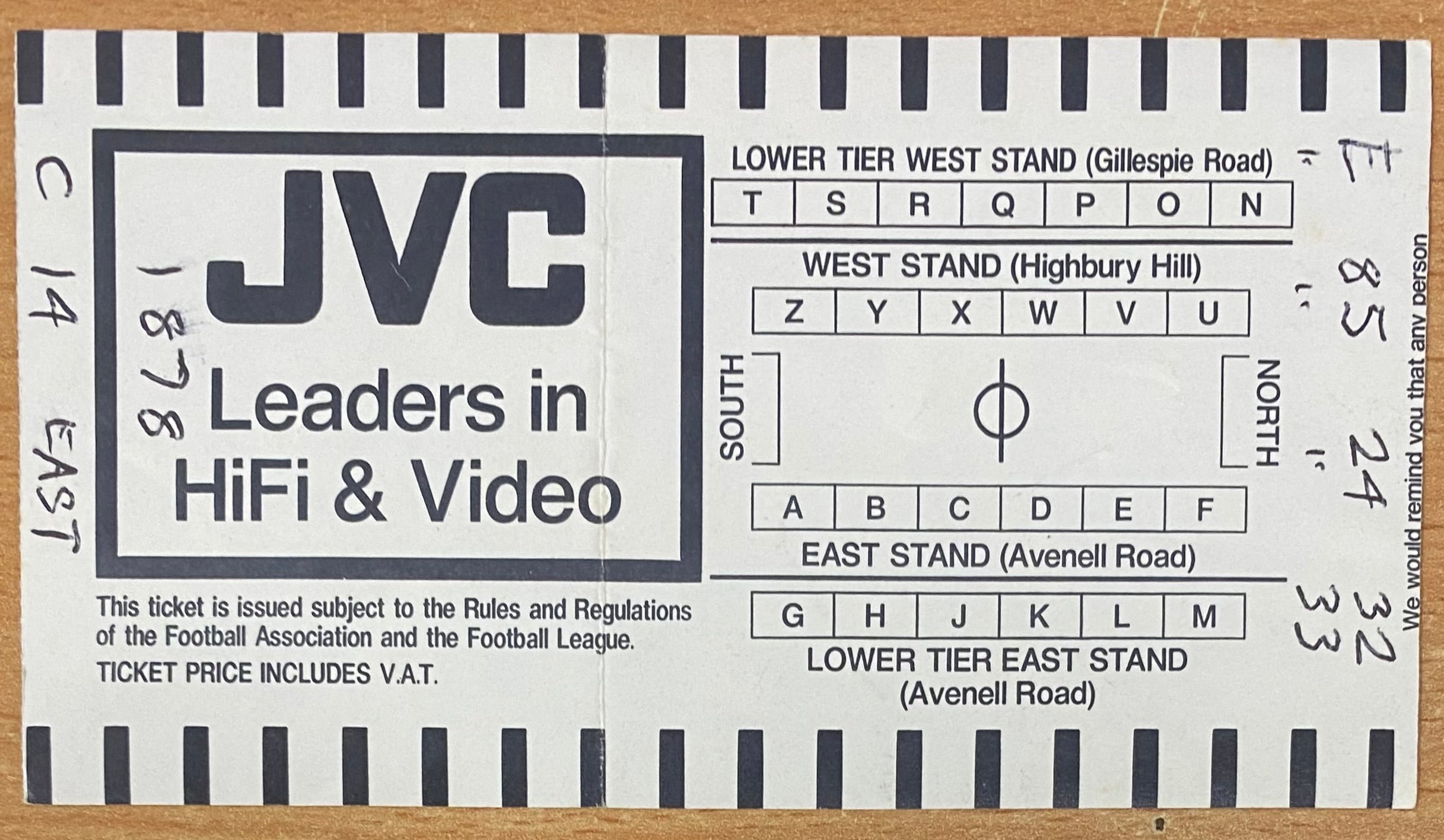 1986/87 ORIGINAL FA CUP 5TH ROUND TICKET ARSENAL V BARNSLEY