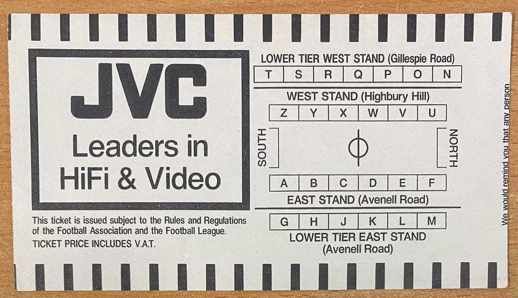 1986/87 ORIGINAL FA CUP 6TH ROUND TICKET ARSENAL V WATFORD