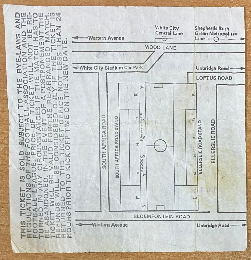 1983/84 ORIGINAL DIVISION ONE TICKET QUEENS PARK RANGERS V ARSENAL