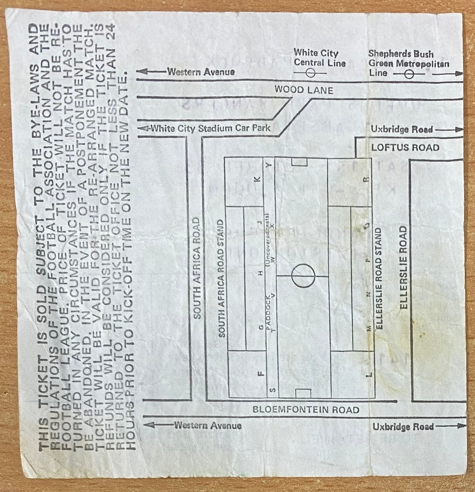 1983/84 ORIGINAL DIVISION ONE TICKET QUEENS PARK RANGERS V ARSENAL