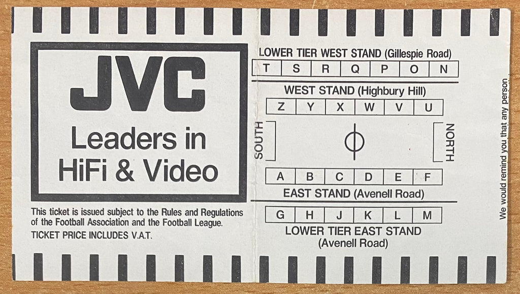 1986/87 ORIGINAL FA CUP 6TH ROUND TICKET ARSENAL V WATFORD