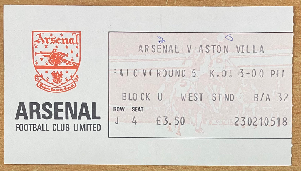 1982/83 ORIGINAL FA CUP 5TH ROUND TICKET ARSENAL V ASTON VILLA