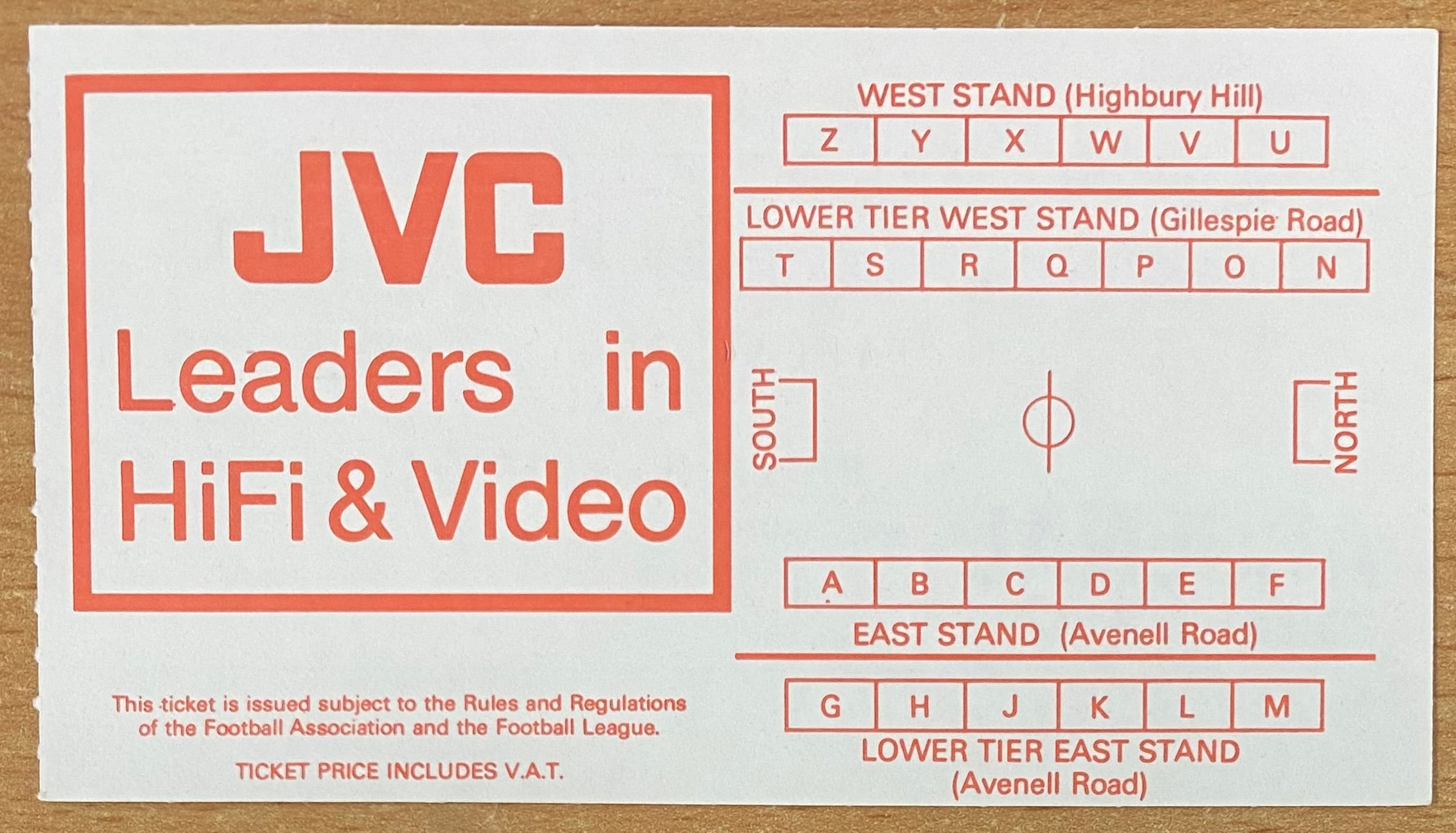 1982/83 ORIGINAL FA CUP 5TH ROUND TICKET ARSENAL V ASTON VILLA