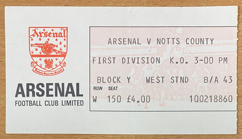 1982/83 ORIGINAL DIVISION ONE TICKET ARSENAL V NOTTS COUNTY
