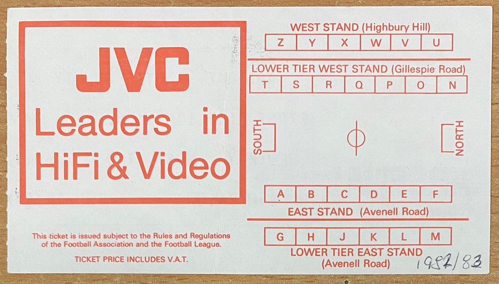 1982/83 ORIGINAL DIVISION ONE TICKET ARSENAL V NOTTS COUNTY