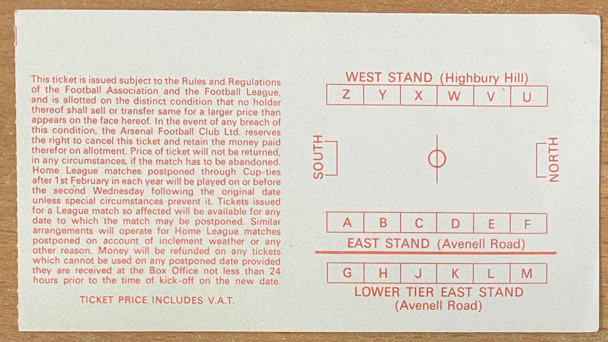 1979/80 ORIGINAL EUROPEAN CUP WINNERS CUP 3RD ROUND 1ST LEG TICKET ARSENAL V IFK GOTHENBURG