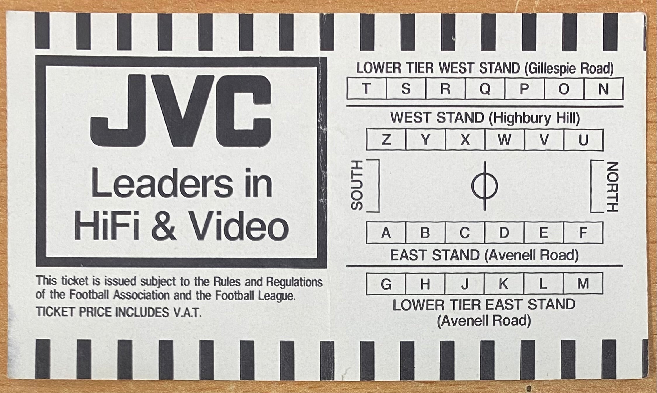 1985/86 ORIGINAL DIVISION ONE TICKET ARSENAL V TOTTENHAM HOTSPUR