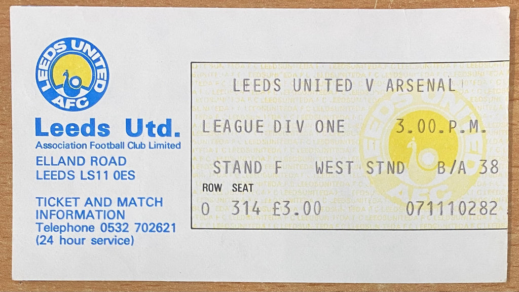 1980/81 ORIGINAL DIVISION ONE TICKET LEEDS UNITED V ARSENAL