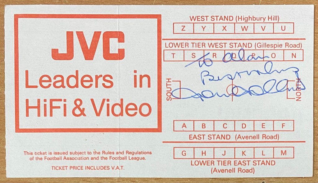 1981/82 ORIGINAL DIVISION ONE TICKET ARSENAL V WEST HAM UNITED
