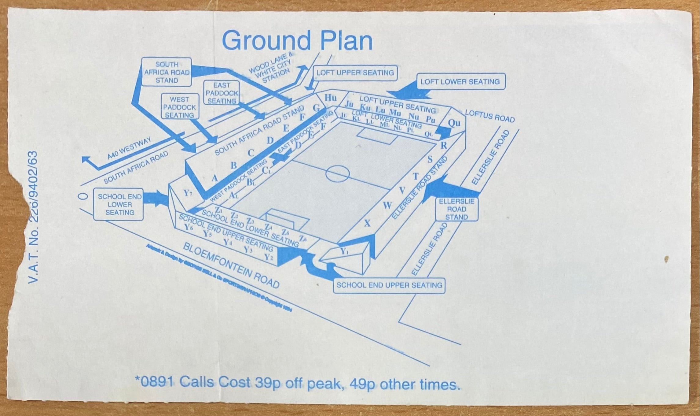 1994/95 ORIGINAL FA PREMIERSHIP TICKET QUEENS PARK RANGERS V ARSENAL