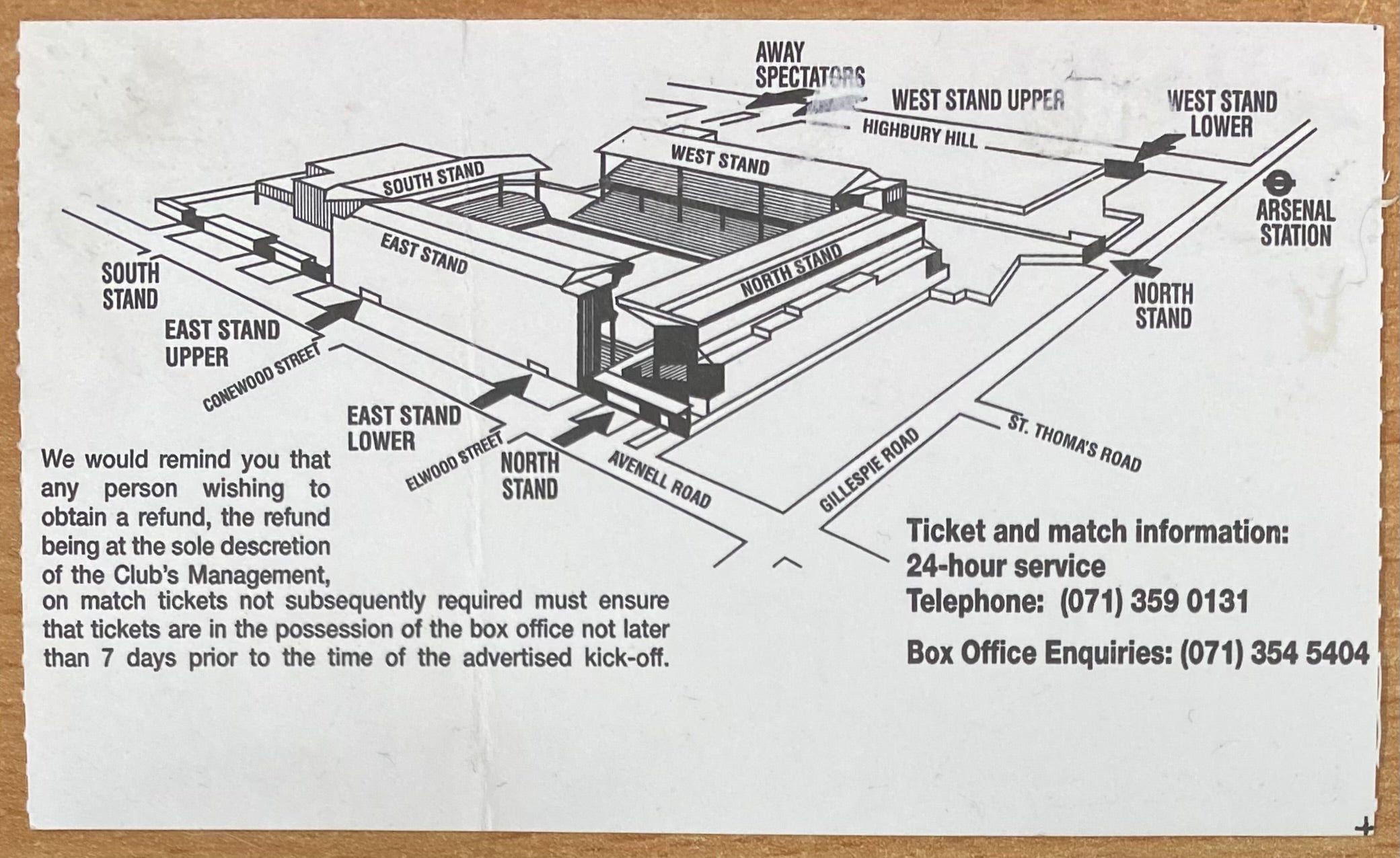 1994/95 ORIGINAL EUROPEAN CUP WINNERS CUP SEMI FINAL 1ST LEG TICKET ARSENAL V SAMPDORIA