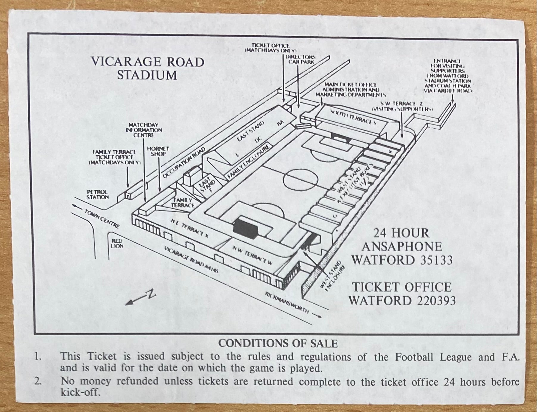 1987/88 ORIGINAL DIVISION ONE TICKET WATFORD V ARSENAL