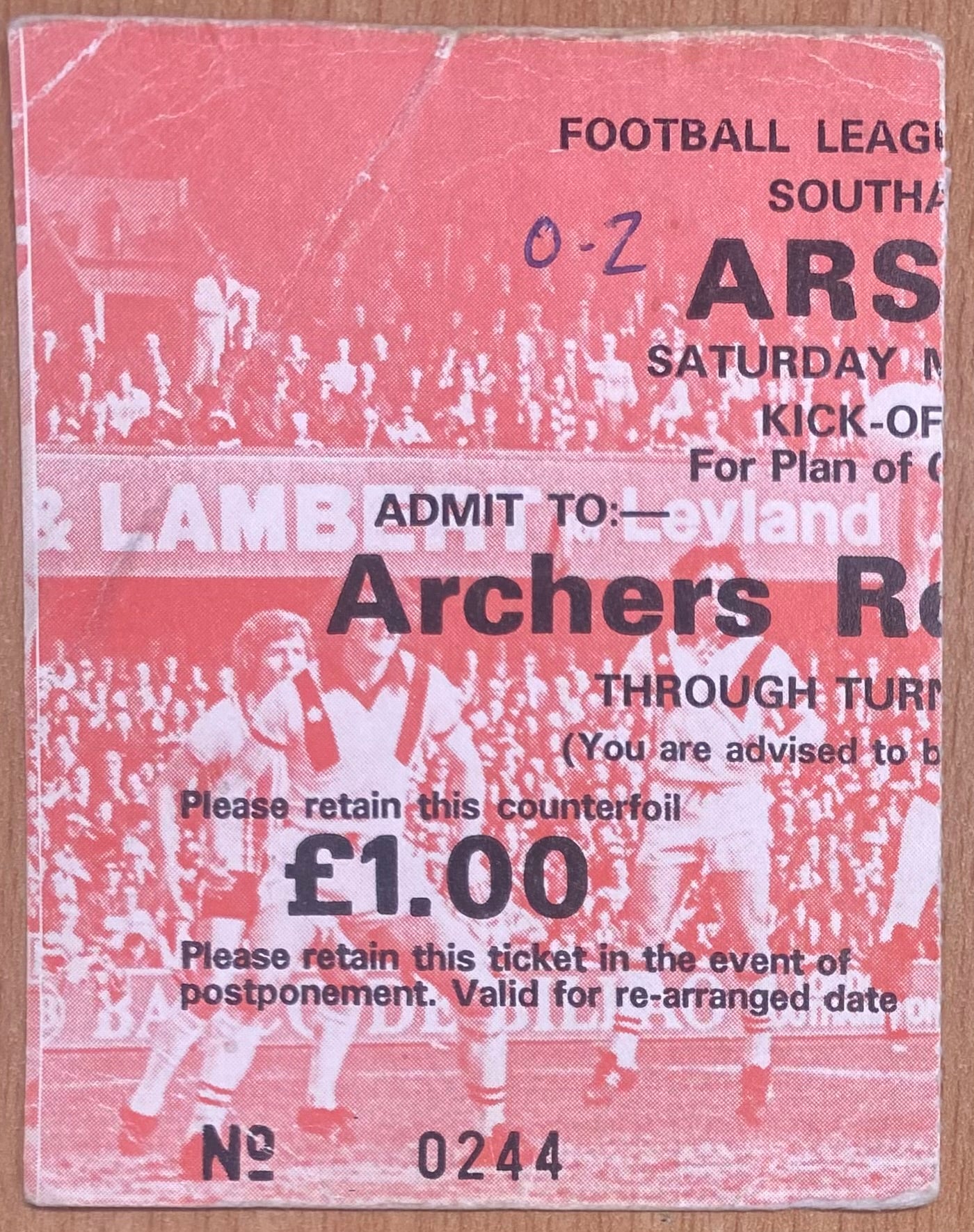 1978/79 ORIGINAL DIVISION ONE TICKET SOUTHAMPTON V ARSENAL