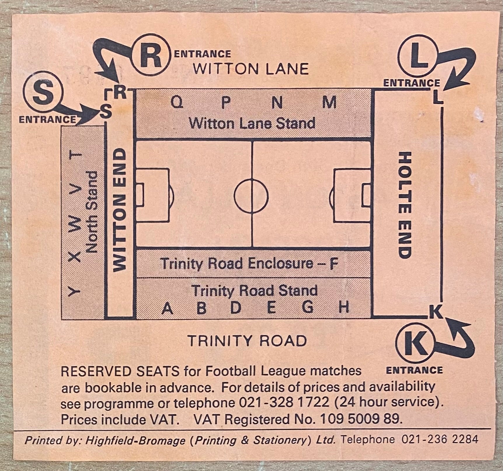 1989/90 ORIGINAL DIVISION ONE TICKET ASTON VILLA V ARSENAL