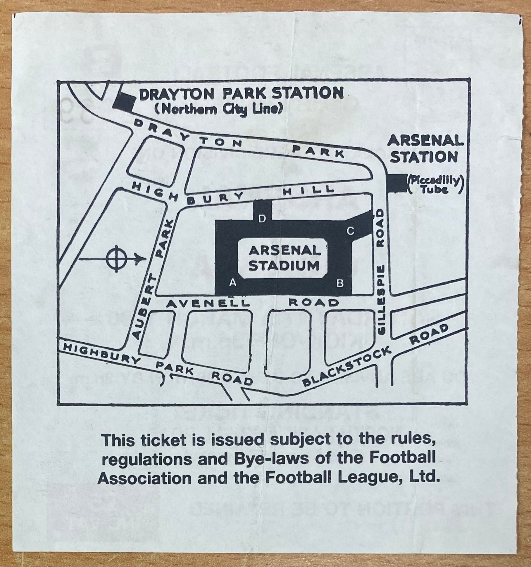 1989/90 ORIGINAL DIVISION ONE TICKET ARSENAL V CHELSEA