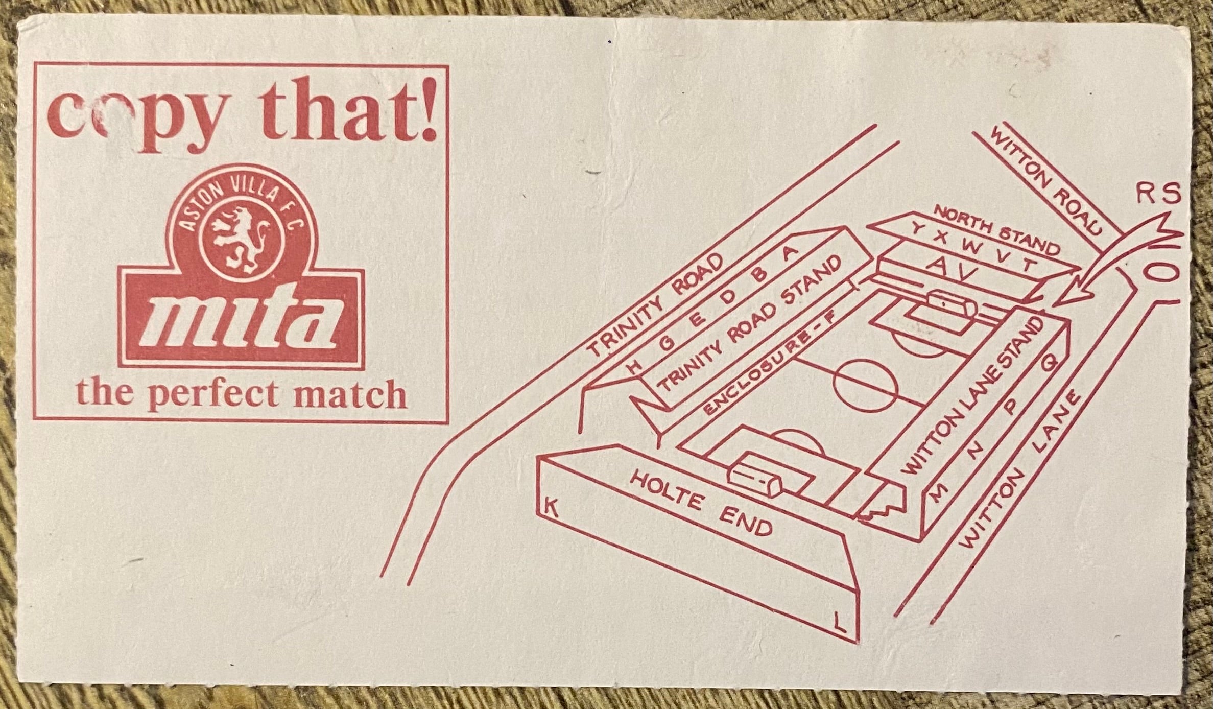1991/92 ORIGINAL DIVISION ONE TICKET ASTON VILLA V ARSENAL