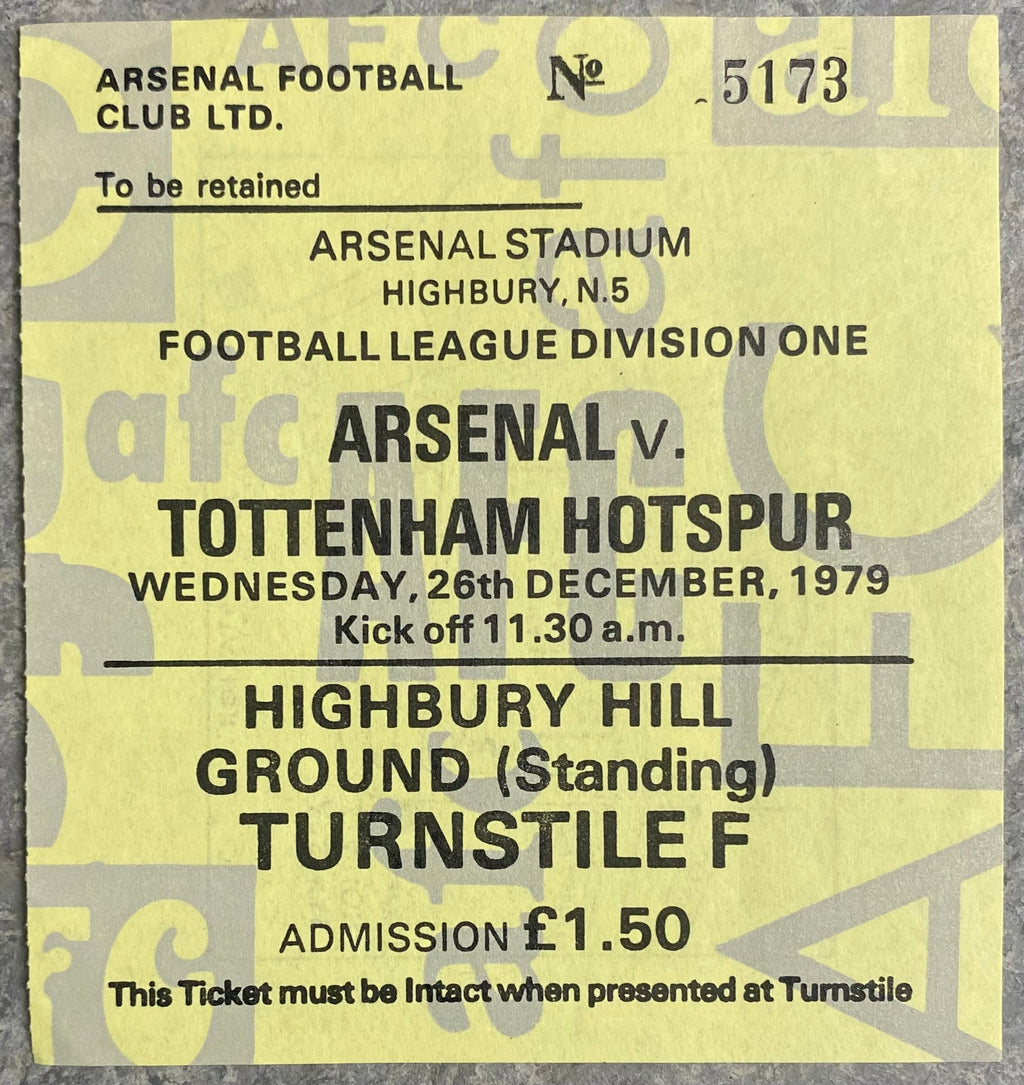 1979/80 ORIGINAL DIVISION ONE TICKET ARSENAL V TOTTENHAM HOTSPUR