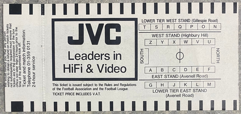1986/87 ORIGINAL DIVISION ONE UNUSED TICKET ARSENAL V COVENTRY CITY
