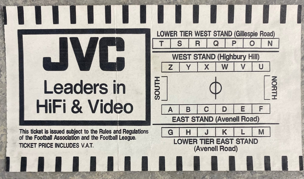 1988/89 ORIGINAL DIVISION ONE TICKET ARSENAL V NORWICH CITY