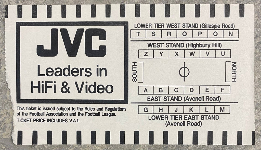 1988/89 ORIGINAL DIVISION ONE TICKET ARSENAL V NEWCASTLE UNITED