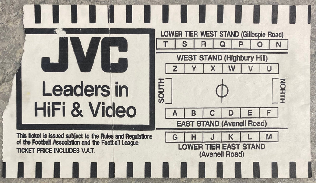 1988/89 ORIGINAL DIVISION ONE TICKET ARSENAL V EVERTON