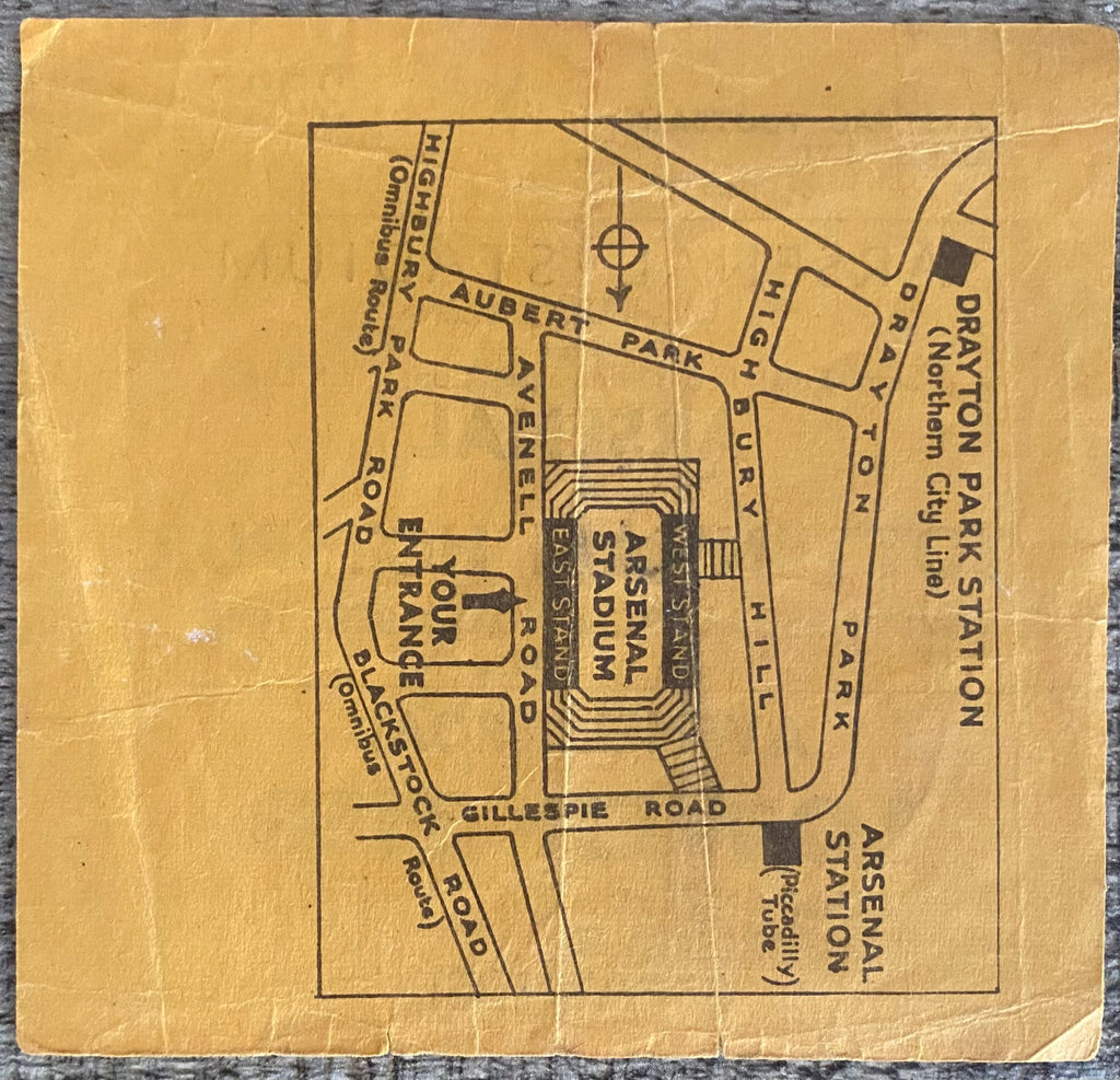 1968/69 ORIGINAL LEAGUE CUP SEMI FINAL 1ST LEG TICKET ARSENAL V TOTTENHAM HOTSPUR