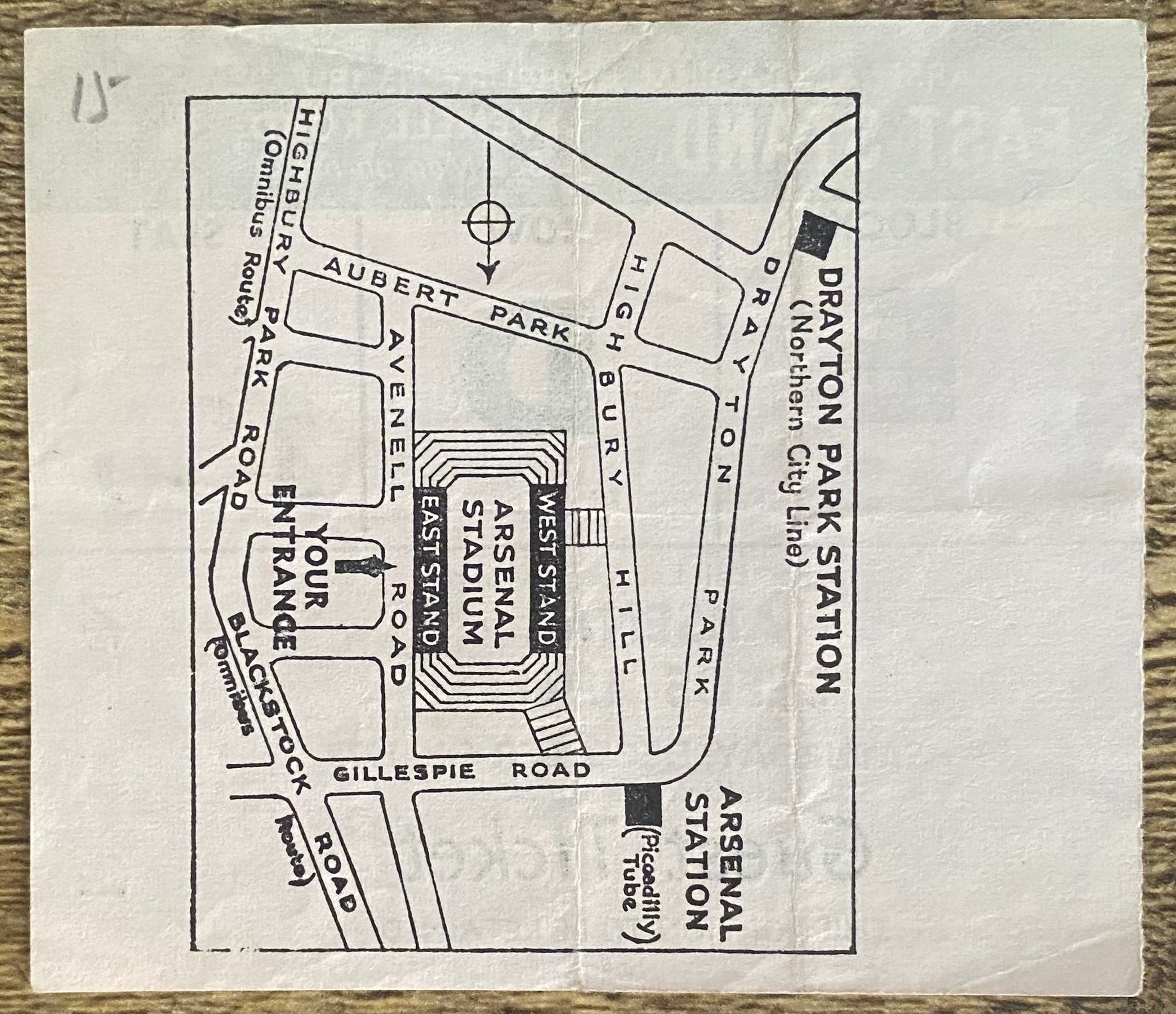 1975/76 ORIGINAL DIVISION ONE TICKET ARSENAL V LEEDS UNITED