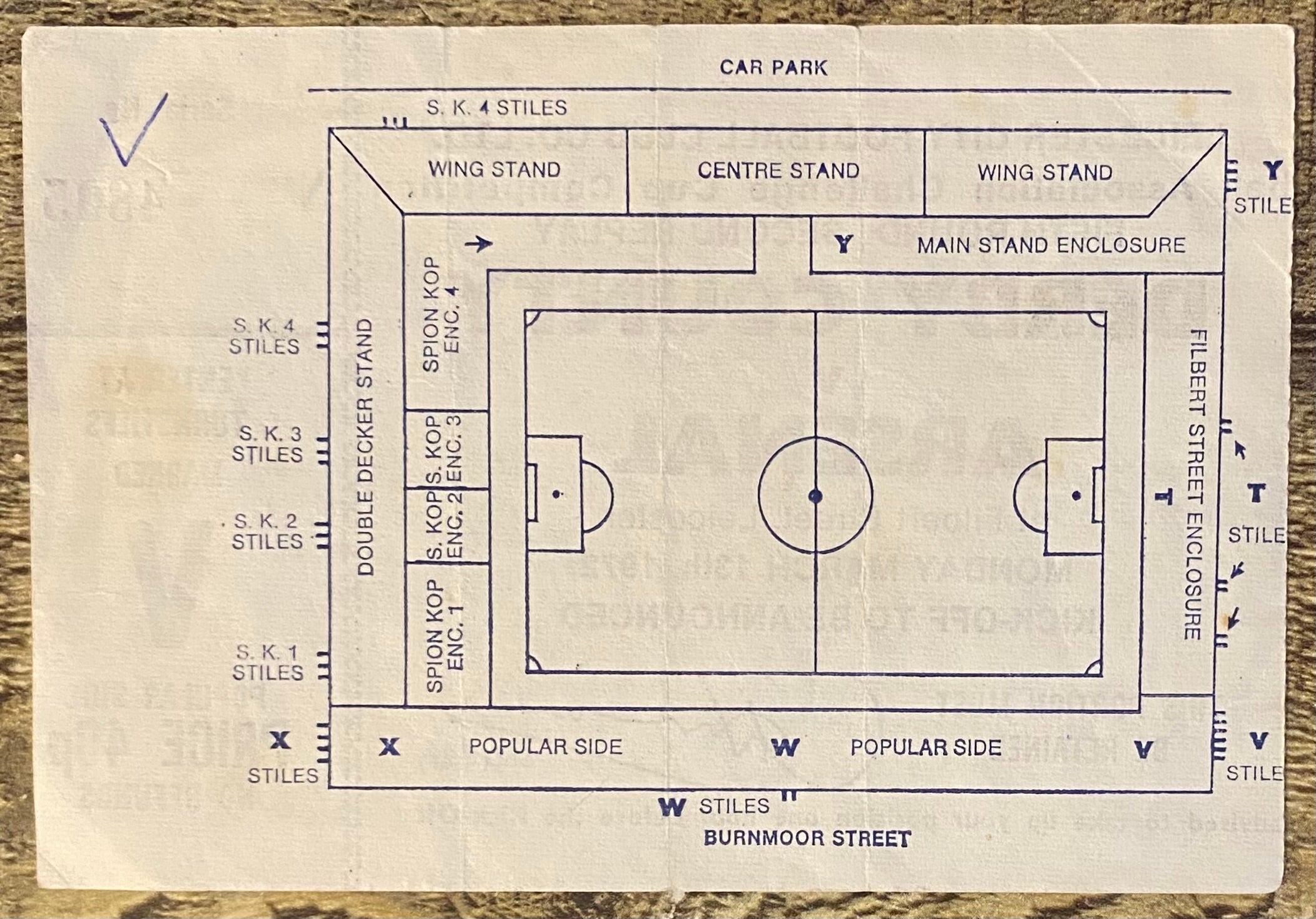 1971/72 ORIGINAL FA CUP 5TH ROUND 2ND REPLAY TICKET DERBY COUNTY V ARSENAL @ FILBERT STREET