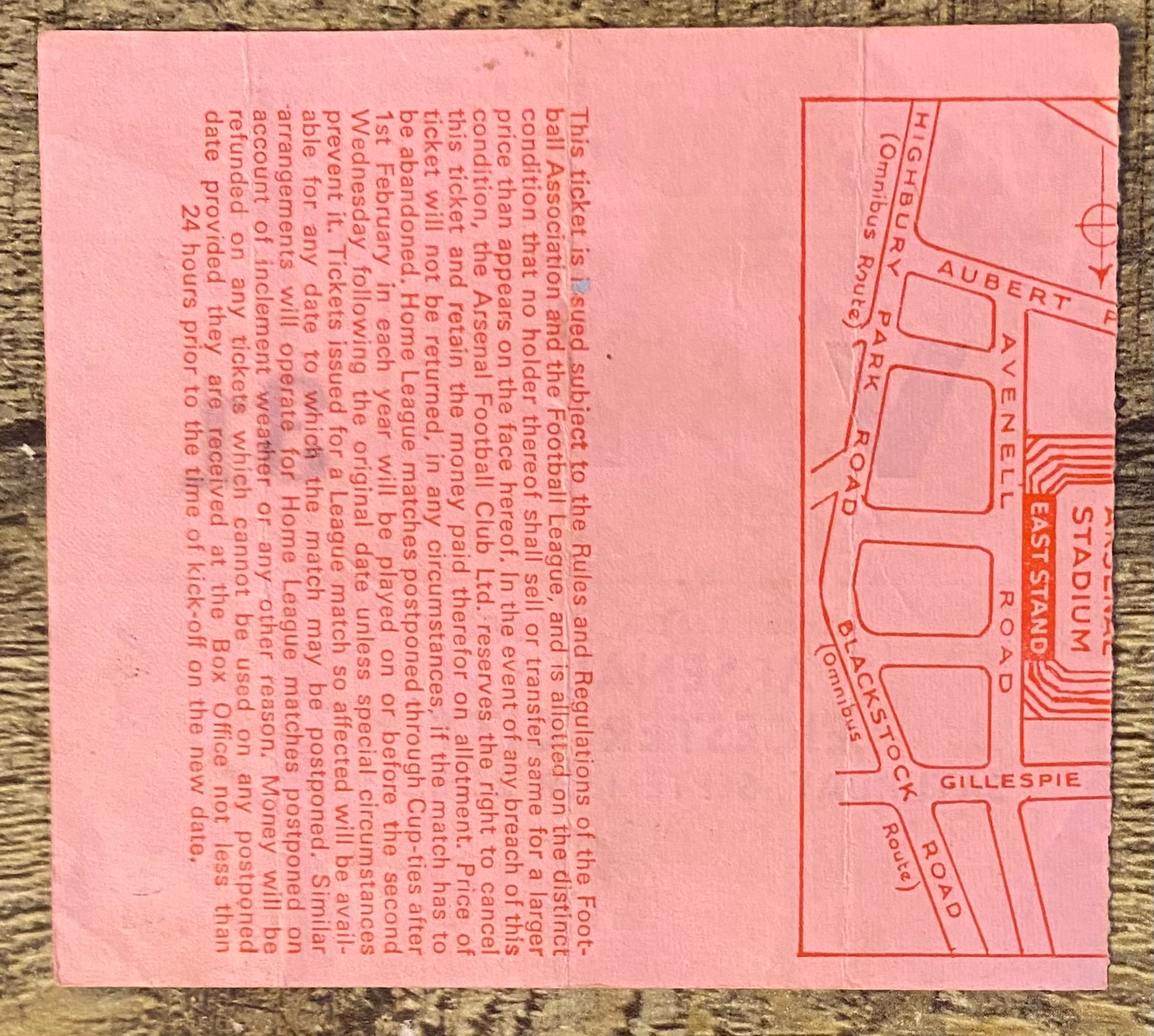 1971/72 ORIGINAL DIVISION ONE TICKET ARSENAL V LEICESTER CITY