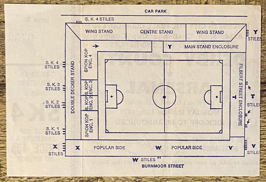 1971/72 ORIGINAL FA CUP 5TH ROUND 2ND REPLAY TICKET DERBY COUNTY V ARSENAL @ FILBERT STREET
