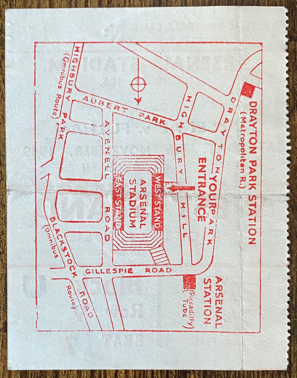 1949/50 ORIGINAL DIVISION ONE TICKET ARSENAL V FULHAM