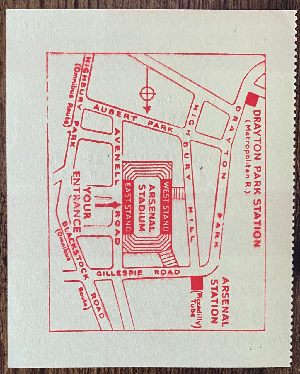 1953/54 ORIGINAL DIVISION ONE TICKET ARSENAL V SUNDERLAND