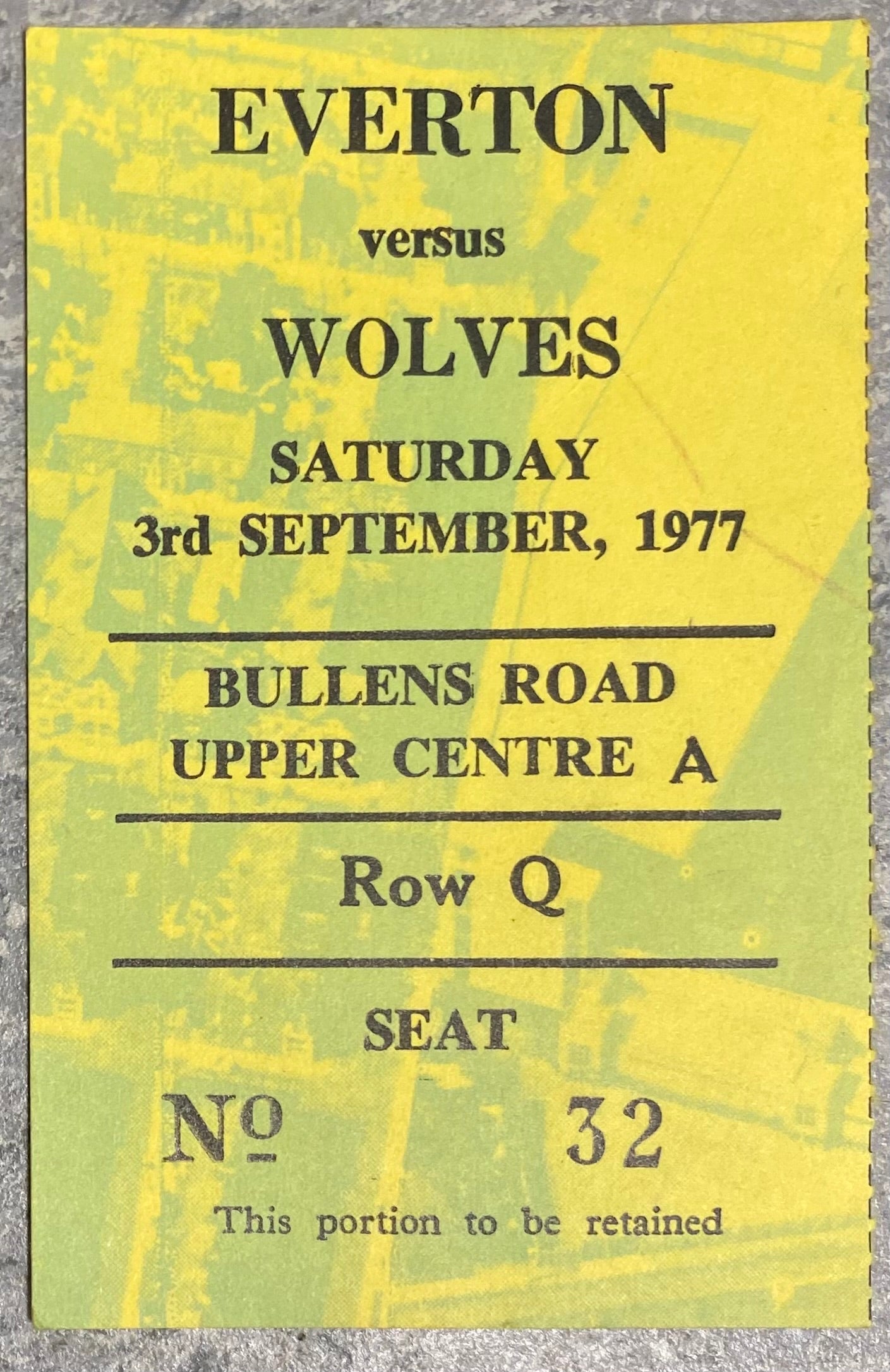 1977/78 ORIGINAL DIVISION ONE TICKET EVERTON V WOLVERHAMPTON WANDERERS