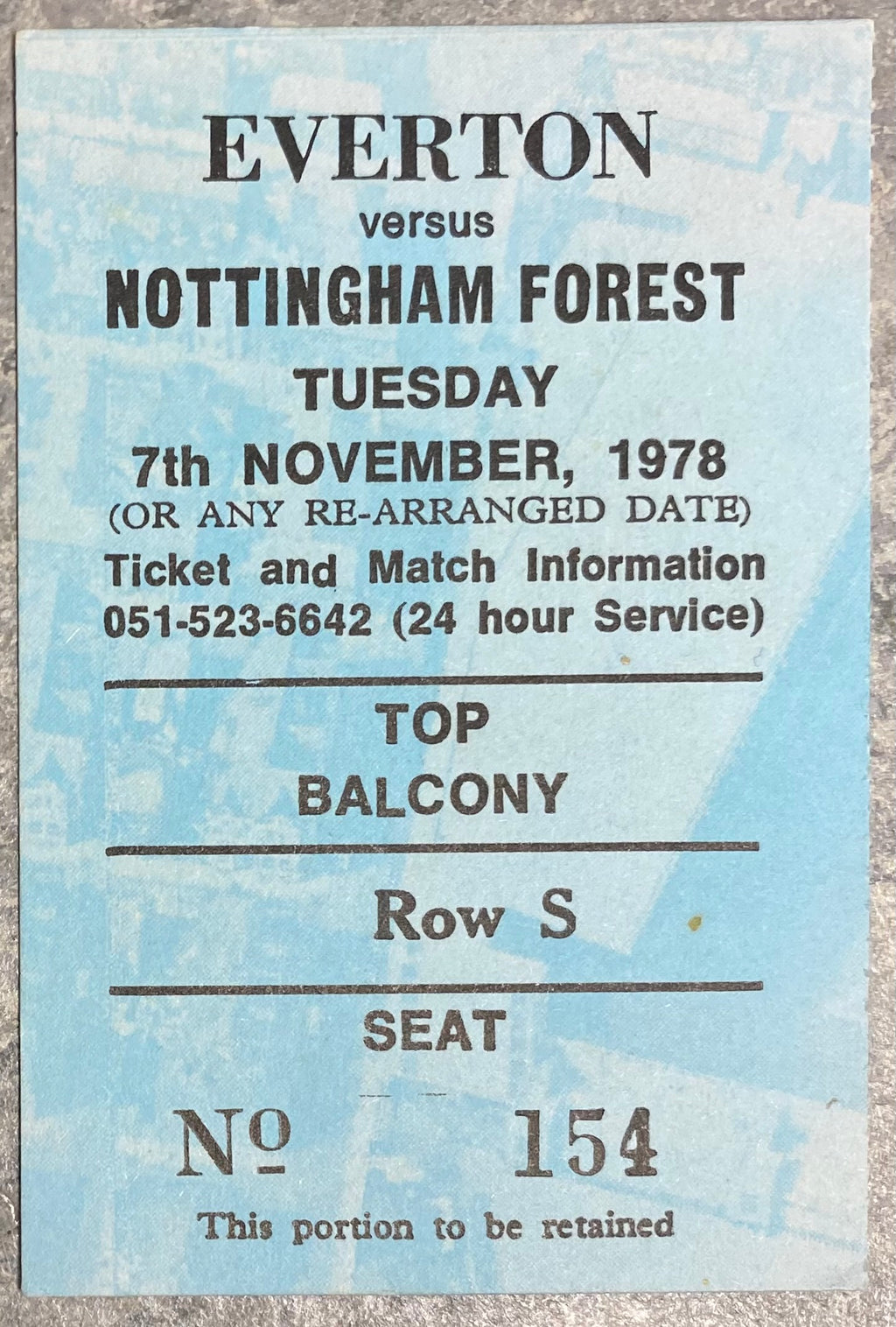 1978/79 ORIGINAL DIVISION ONE TICKET EVERTON V NOTTINGHAM FOREST