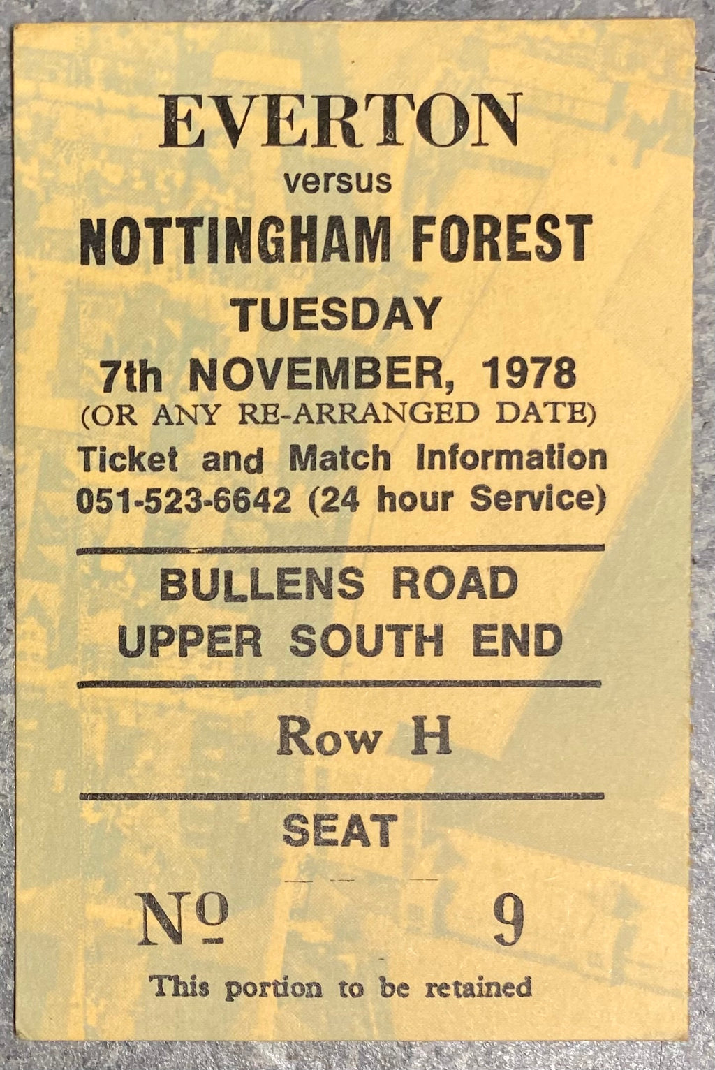 1978/79 ORIGINAL DIVISION ONE TICKET EVERTON V NOTTINGHAM FOREST