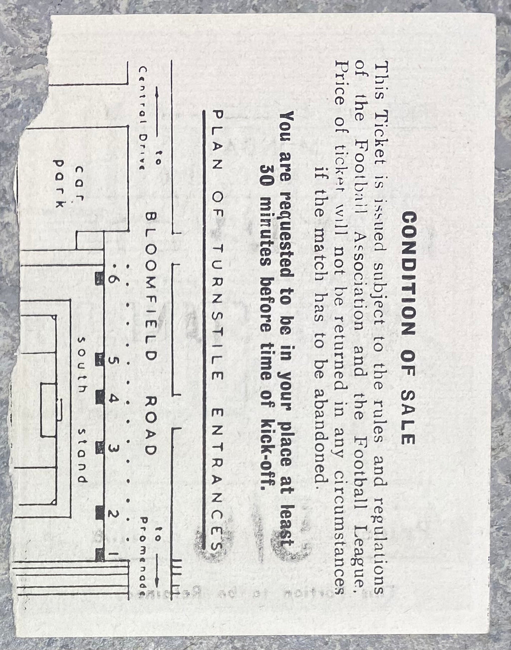 1959/60 ORIGINAL FA CUP DIVISION ONE TICKET BLACKPOOL V EVERTON