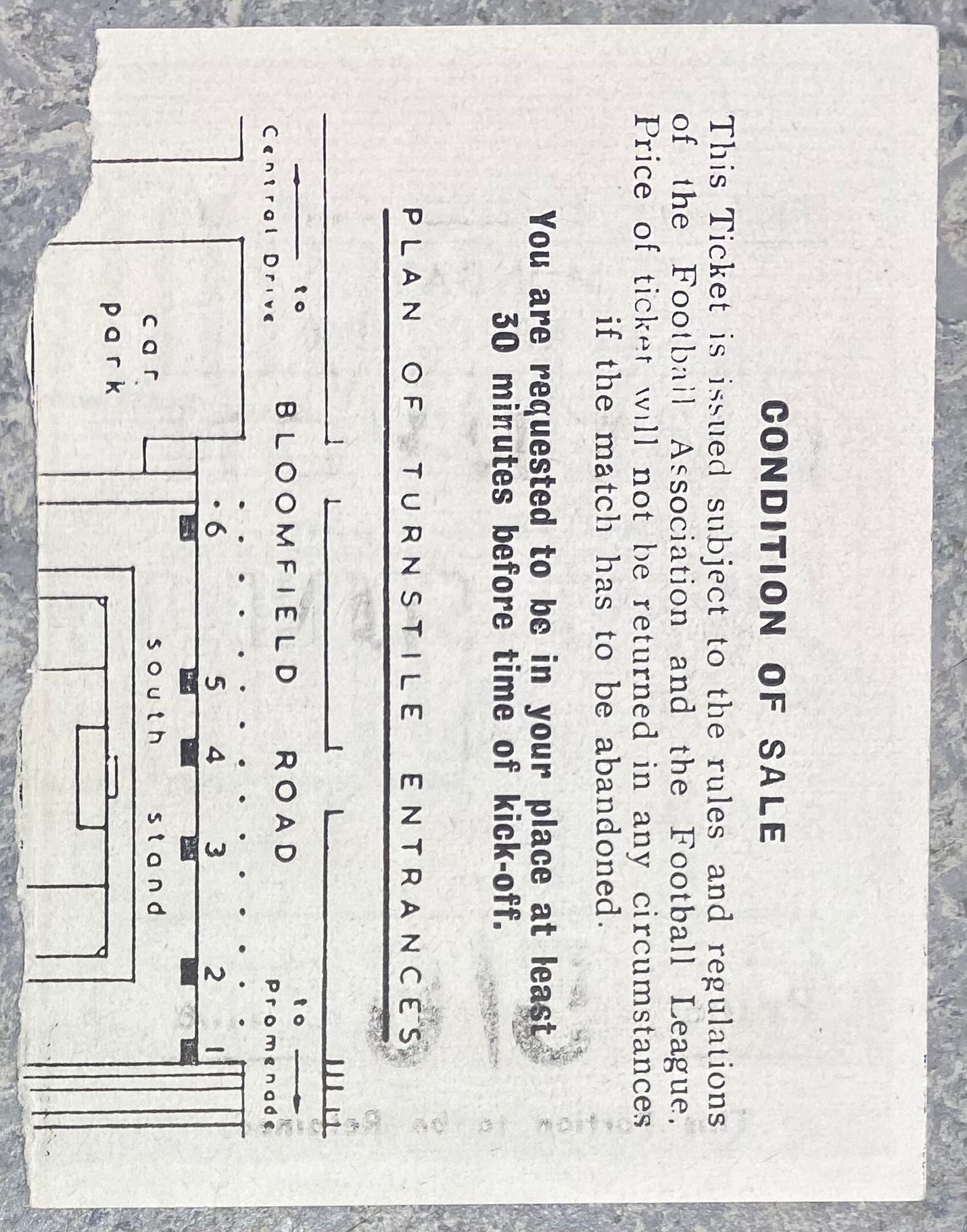 1959/60 ORIGINAL FA CUP DIVISION ONE TICKET BLACKPOOL V EVERTON