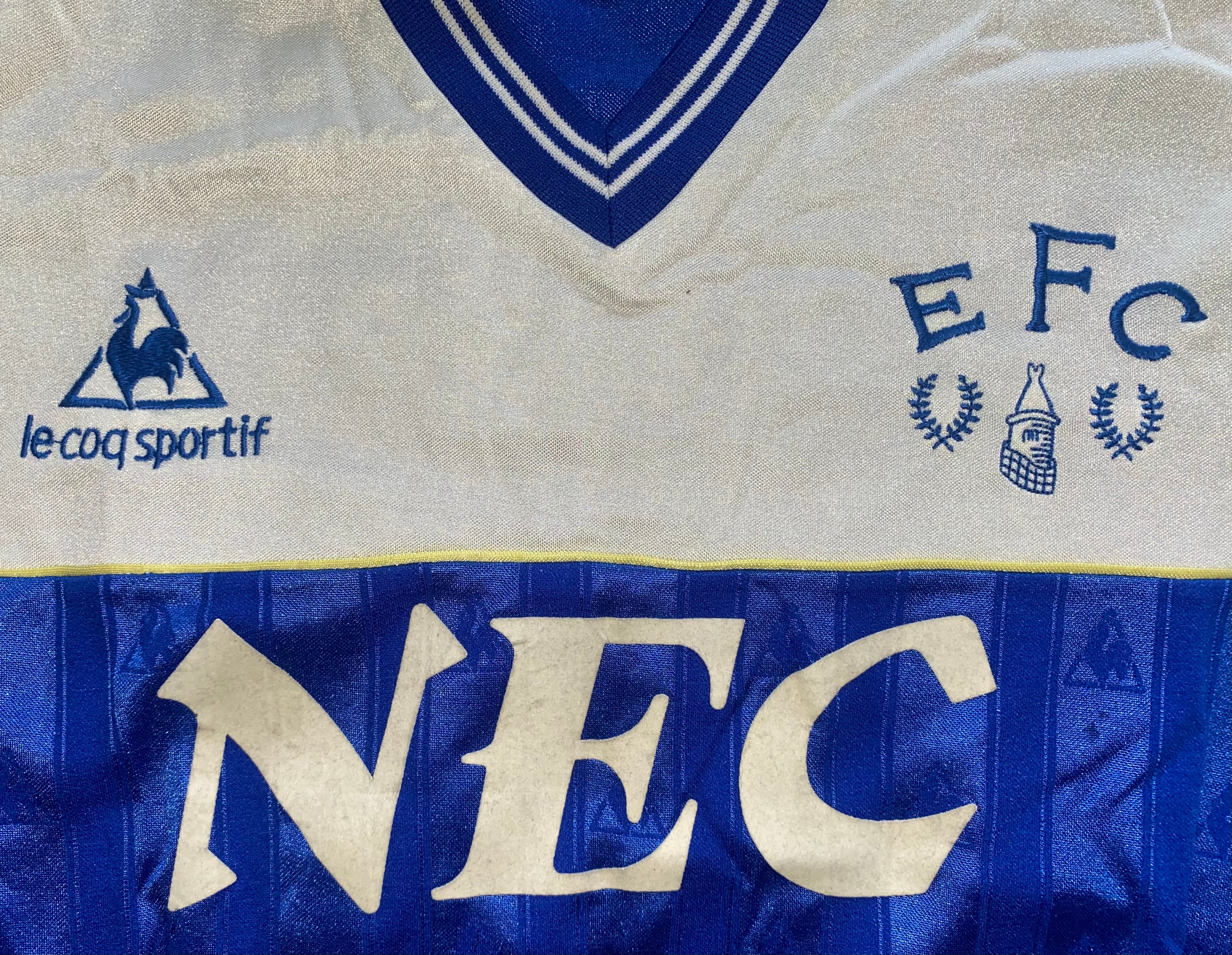 1985/86 EVERTON MATCH WORN LE COQ SPORTIF HOME SHIRT #12