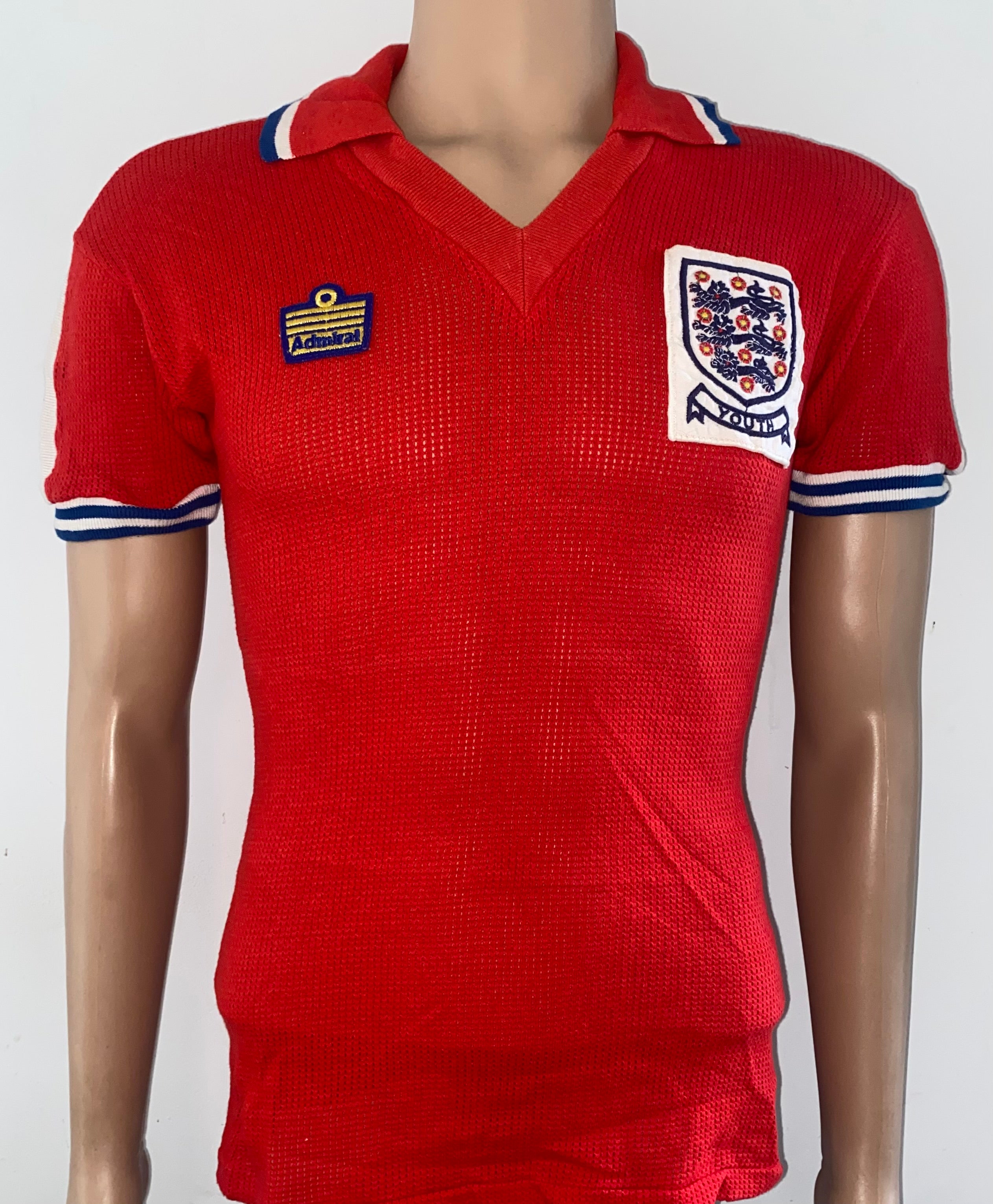 1978/79 ENGLAND MATCH WORN U18 AERTEX ADMIRAL AWAY SHIRT #12