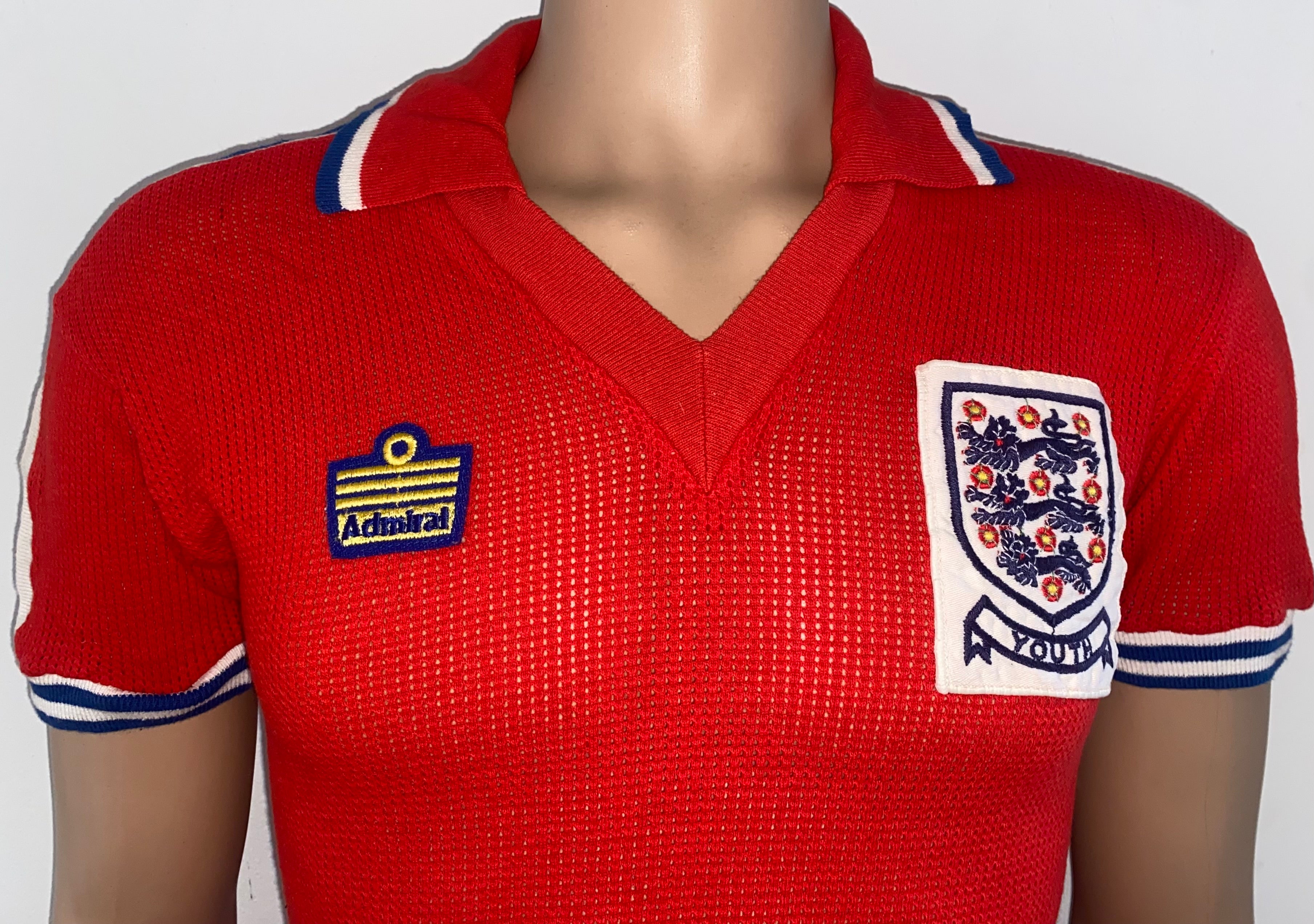 1978/79 ENGLAND MATCH WORN U18 AERTEX ADMIRAL AWAY SHIRT #12