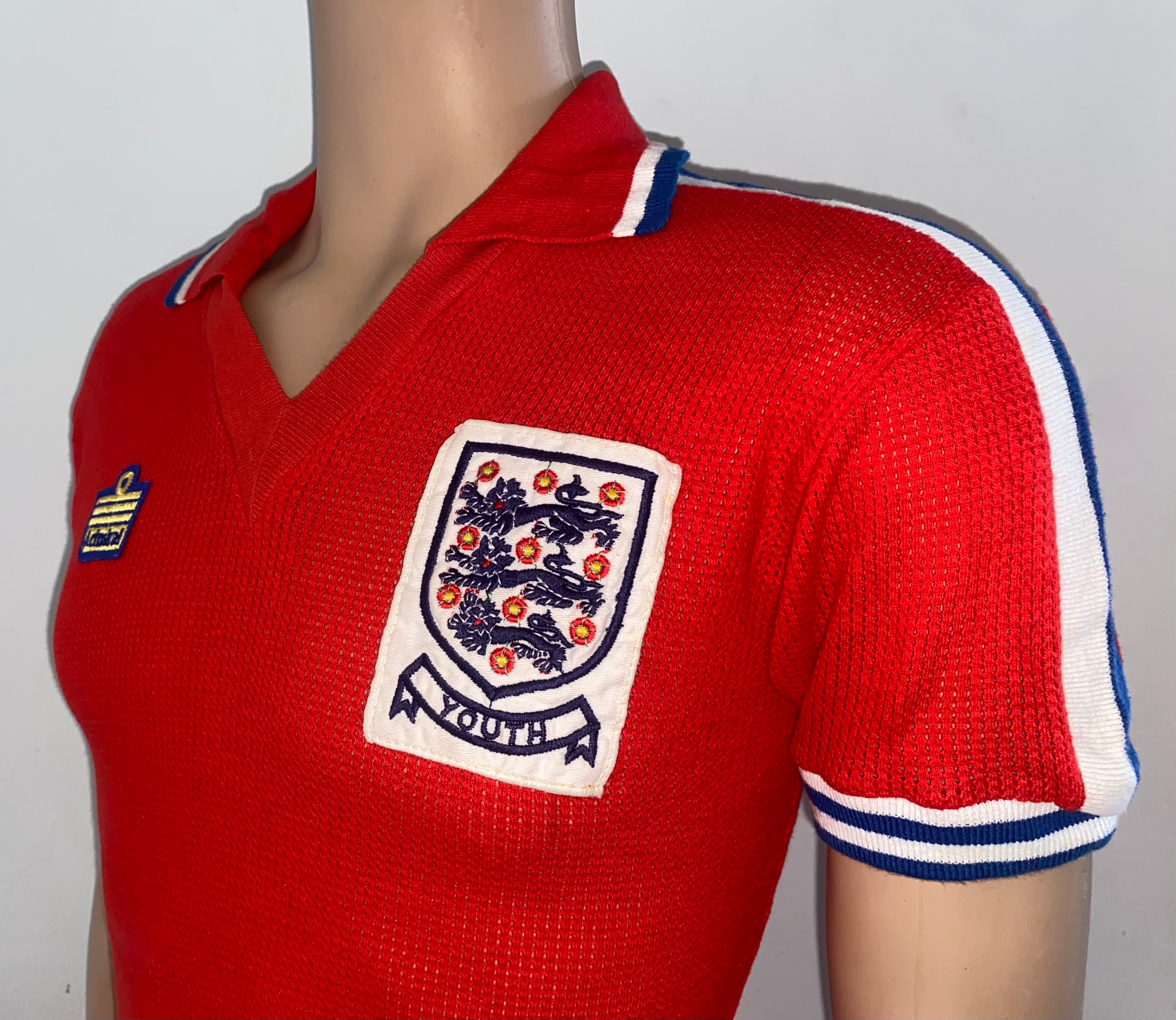 1978/79 ENGLAND MATCH WORN U18 AERTEX ADMIRAL AWAY SHIRT #12