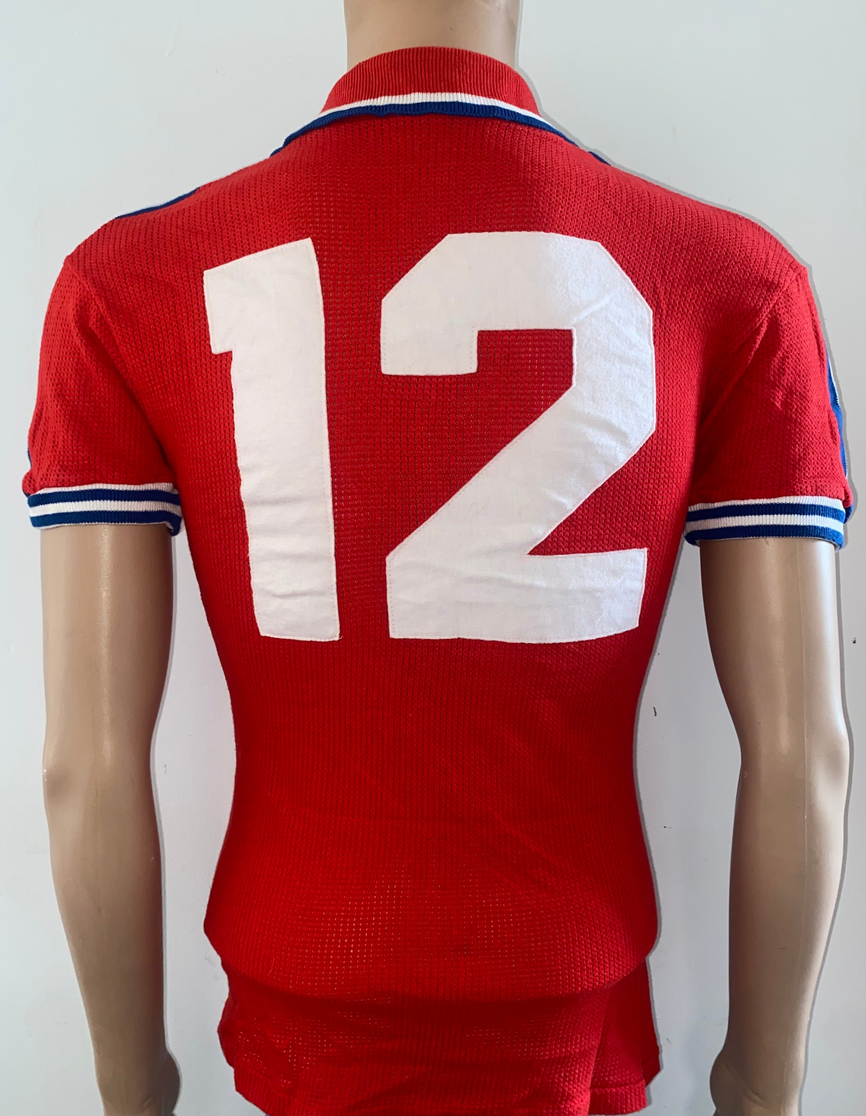 1978/79 ENGLAND MATCH WORN U18 AERTEX ADMIRAL AWAY SHIRT #12