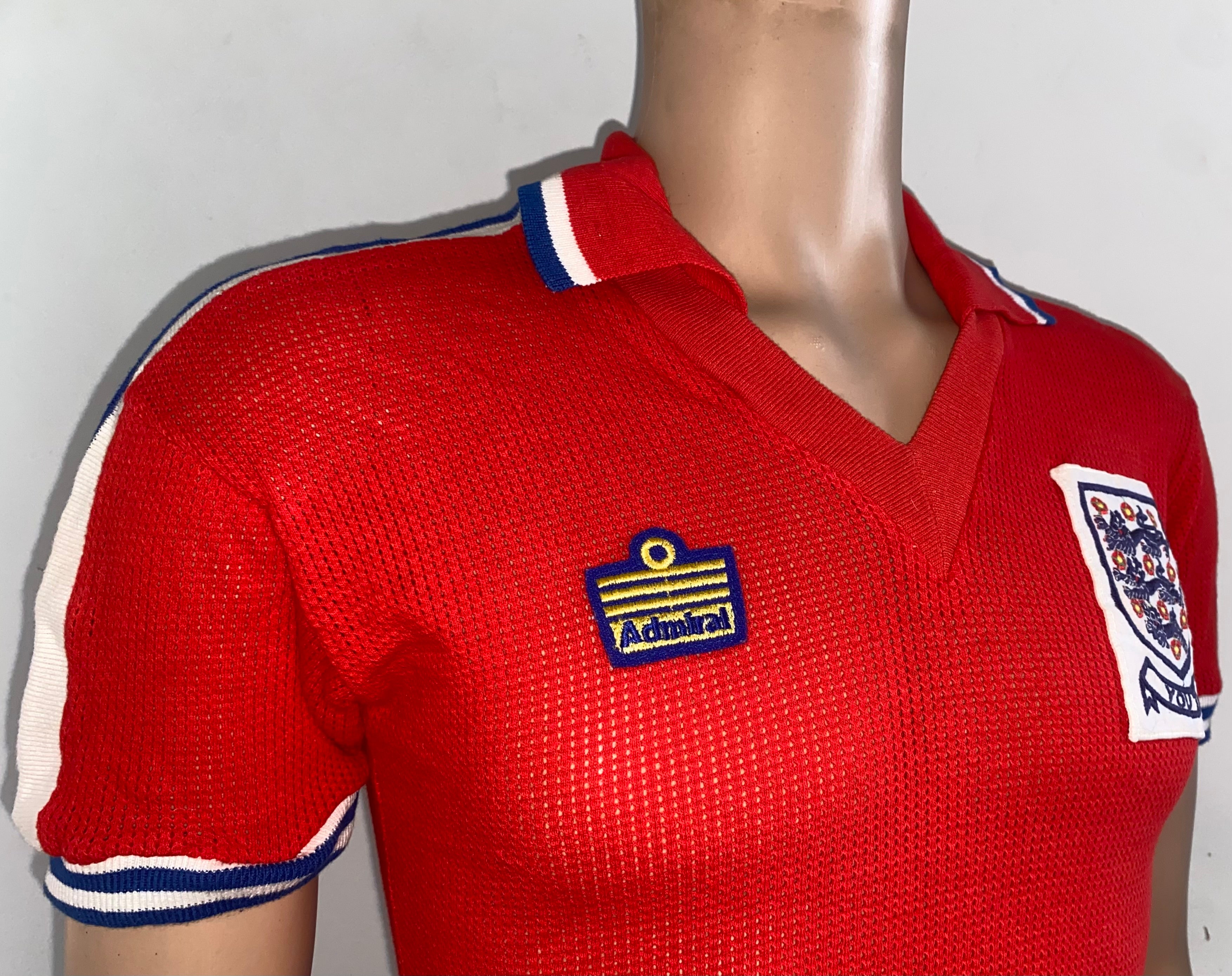 1978/79 ENGLAND MATCH WORN U18 AERTEX ADMIRAL AWAY SHIRT #12