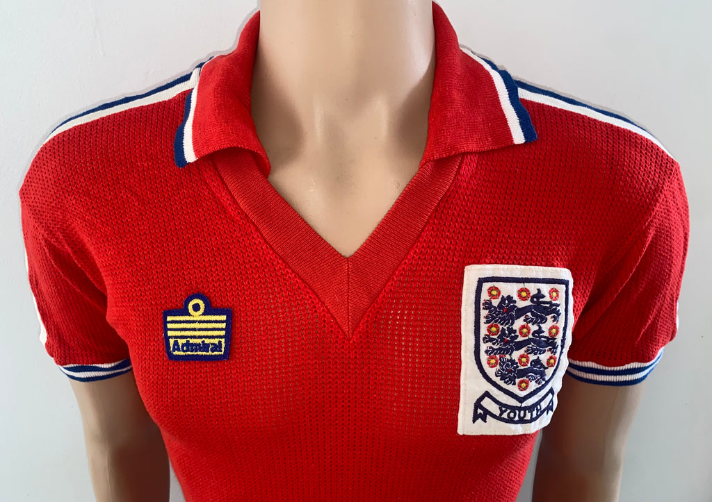 1978/79 ENGLAND MATCH WORN U18 AERTEX ADMIRAL AWAY SHIRT #12